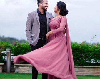 Full Sleeves Flared Maxi Dress | Flowy Maxi Gown | Long Train Flared Gown | Full Sleeves Long Wedding Maxi Dress  | Baby Shower gown