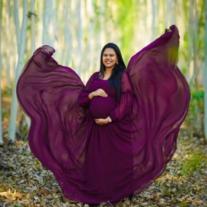 Plus Size Long Sleeves Maternity Dress | Photoshoot Maternity Dress | Babyshower Dress For Photoshoot | Flying Dress For Maternity Shoot