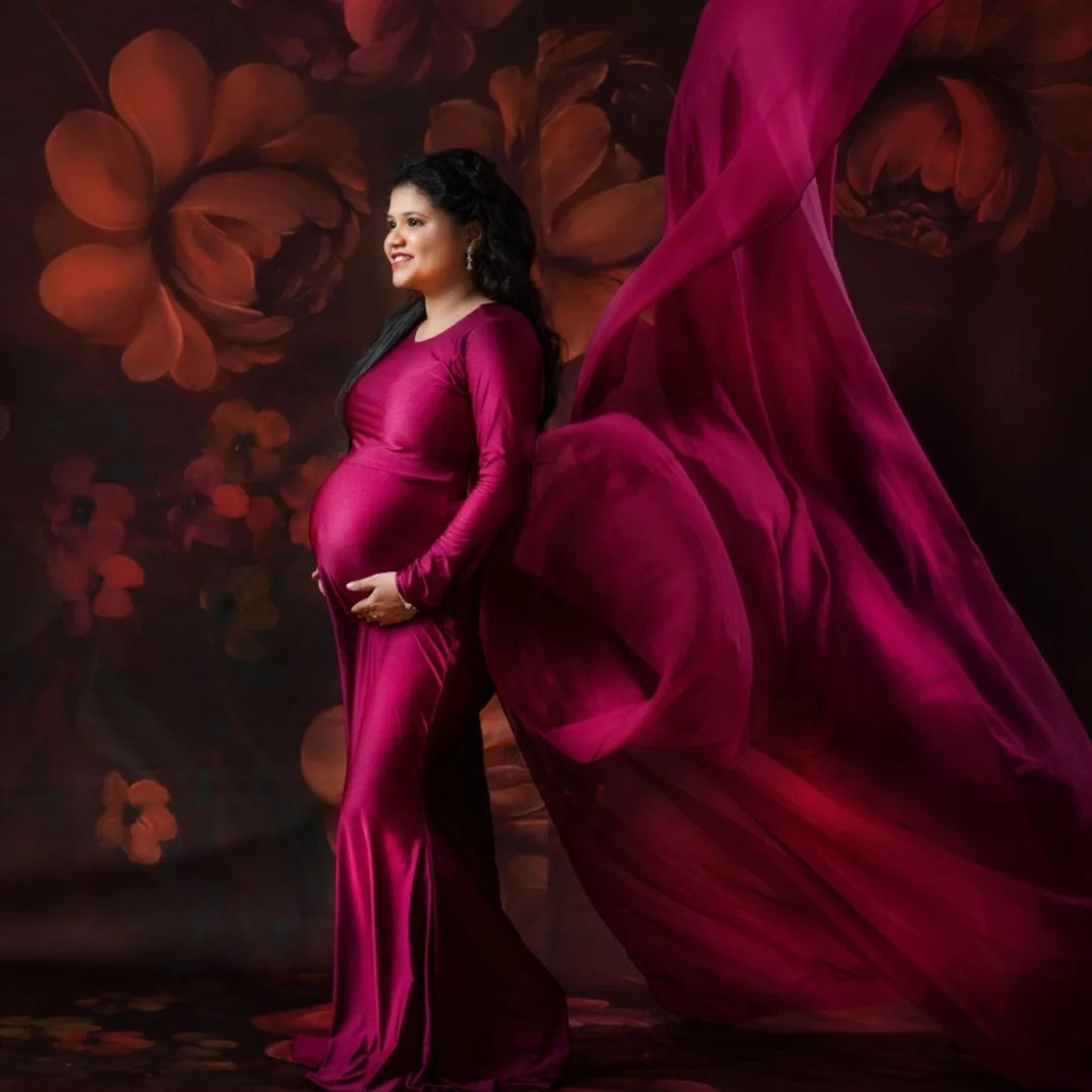 Burgundy Maternity Shoot Gown (XL)