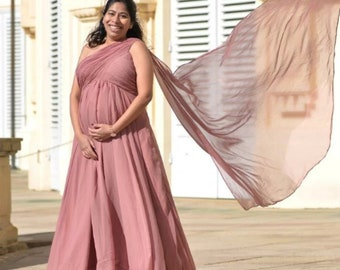 Maternity Photoshoot dress | Babyshower Flying Train Dress | Photoshoot Dress | Long Maxi Dress | Flowy Maxi Dress | Pregnancy Shoot Dress