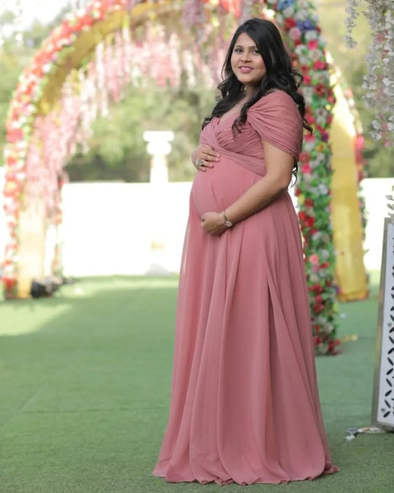 plus size flowy maternity dress Angel Maternity Mika Maternity Ruffle Silk Dress in Wine main image 0