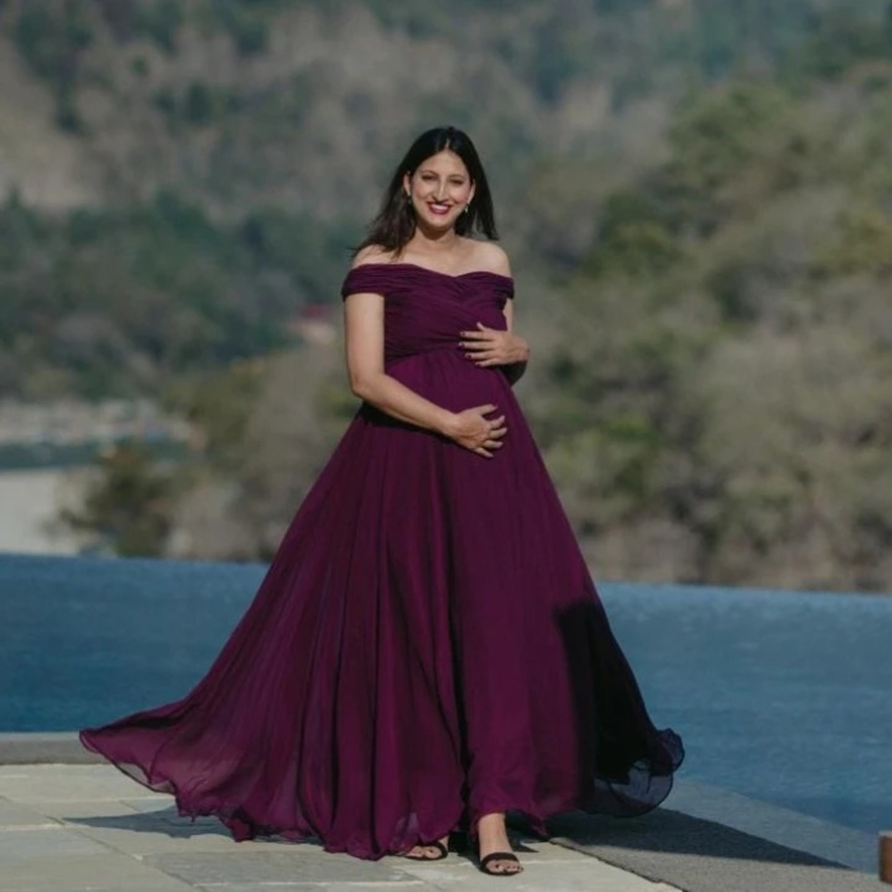 Maternity Photoshoot Dress | Photoshoot Ruched Gown | Flowy Long Dress | Flying Dress for Photoshoot | Babyshower Flowy Dress Maternity Photoshoot Dress | Photoshoot Ruched Gown | Flowy Long Dress | Flying Dress for Photoshoot | Babyshower Flowy Dress