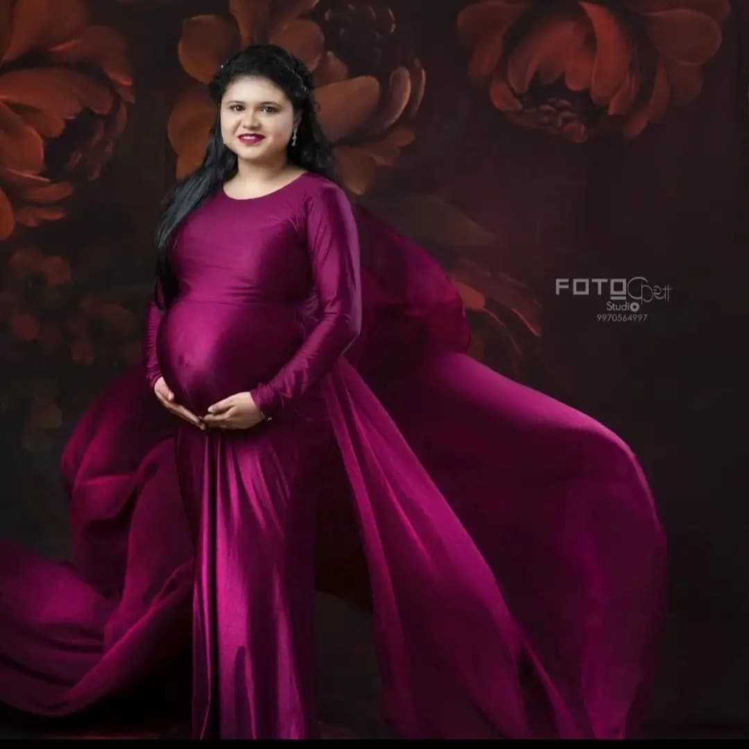 Burgundy Maternity Flying Train Dress Maternity Photo Props Plus Size