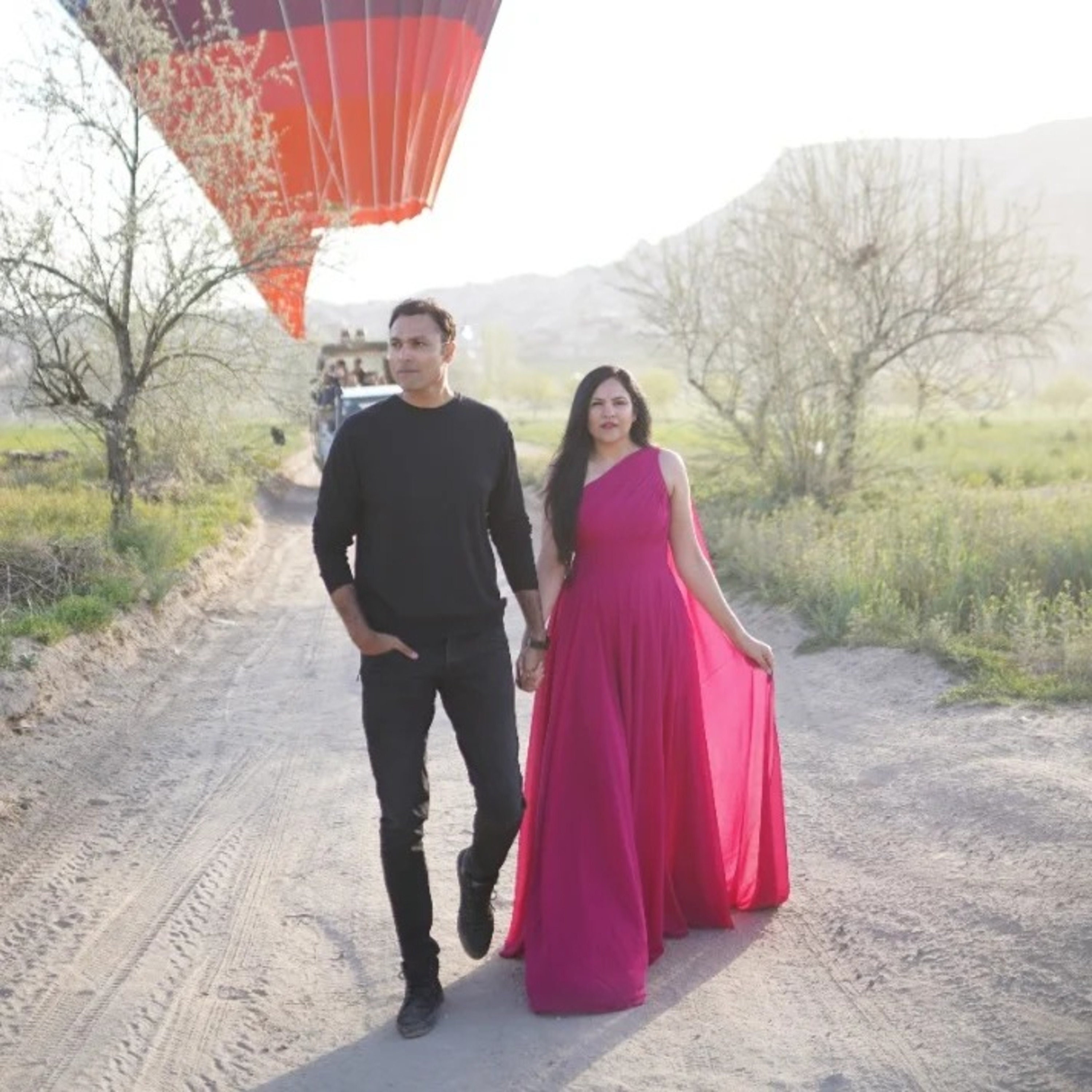 One Shoulder Magenta Pink Dress | Flowy Dress | Flying Train Dress for Photoshoot | Cocktail Dress | Plus Size Gown | Maxi Dress