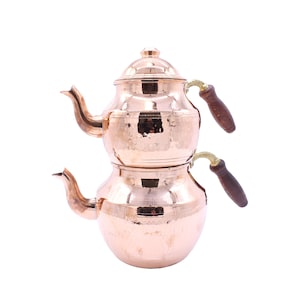 Turkish Handmade Copper Teapot, Teapot Warmer Samovar, Tea Maker, Copper Teapot, Authentic Pure Copper Teapot, Tea Kettle, Gift for Her