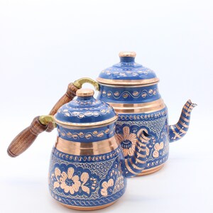 Traditional Turkish Handmade Copper Teapot, Teapot Warmer Samovar, Tea Maker, Copper Teapot, Pure Copper Teapot, Tea Kettle, Gift for Her