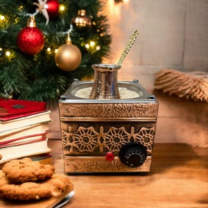 Traditional Turkish Copper Sand Coffee Maker Machine Square Shape for 110 and 220 Volts with Copper Coffee Pot
