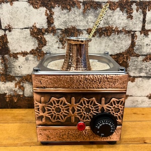 Copper Sand Turkish Coffee Maker Machine Square Shape for 110 and 220 Volts