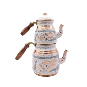 Turkish Handmade Copper Teapot, Teapot Warmer Samovar, Tea Maker, Copper Teapot, Authentic Pure Copper Teapot, Tea Kettle, Gift for Her