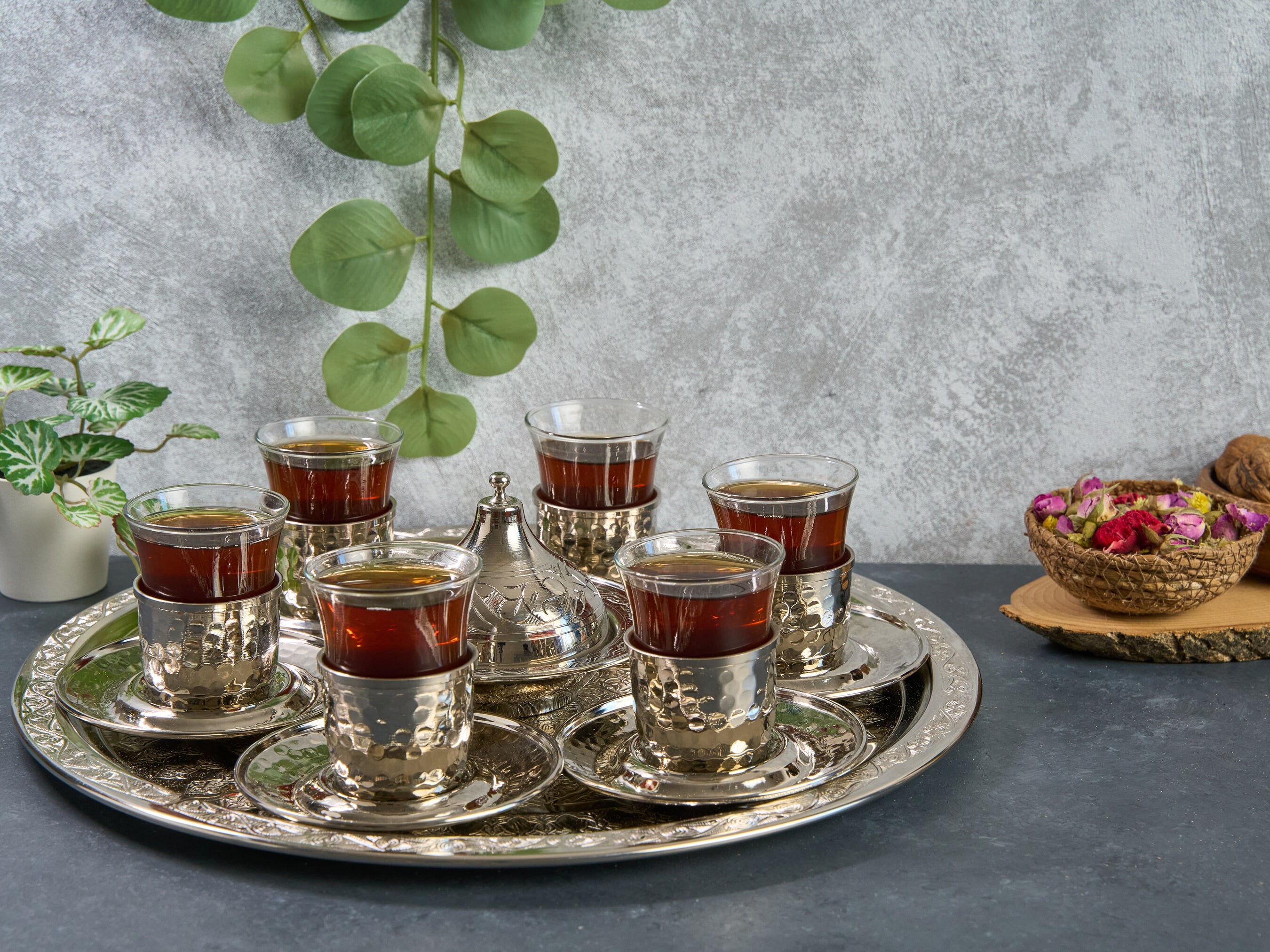 Turkish Tea Set, Copper Tea Cups, Copper Tea Set, Tea Glasses, Home ...