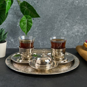 Turkish Tea Set, Copper Tea Cups, Copper Tea Set, Tea Glasses, Home Gifts, Wedding Gift