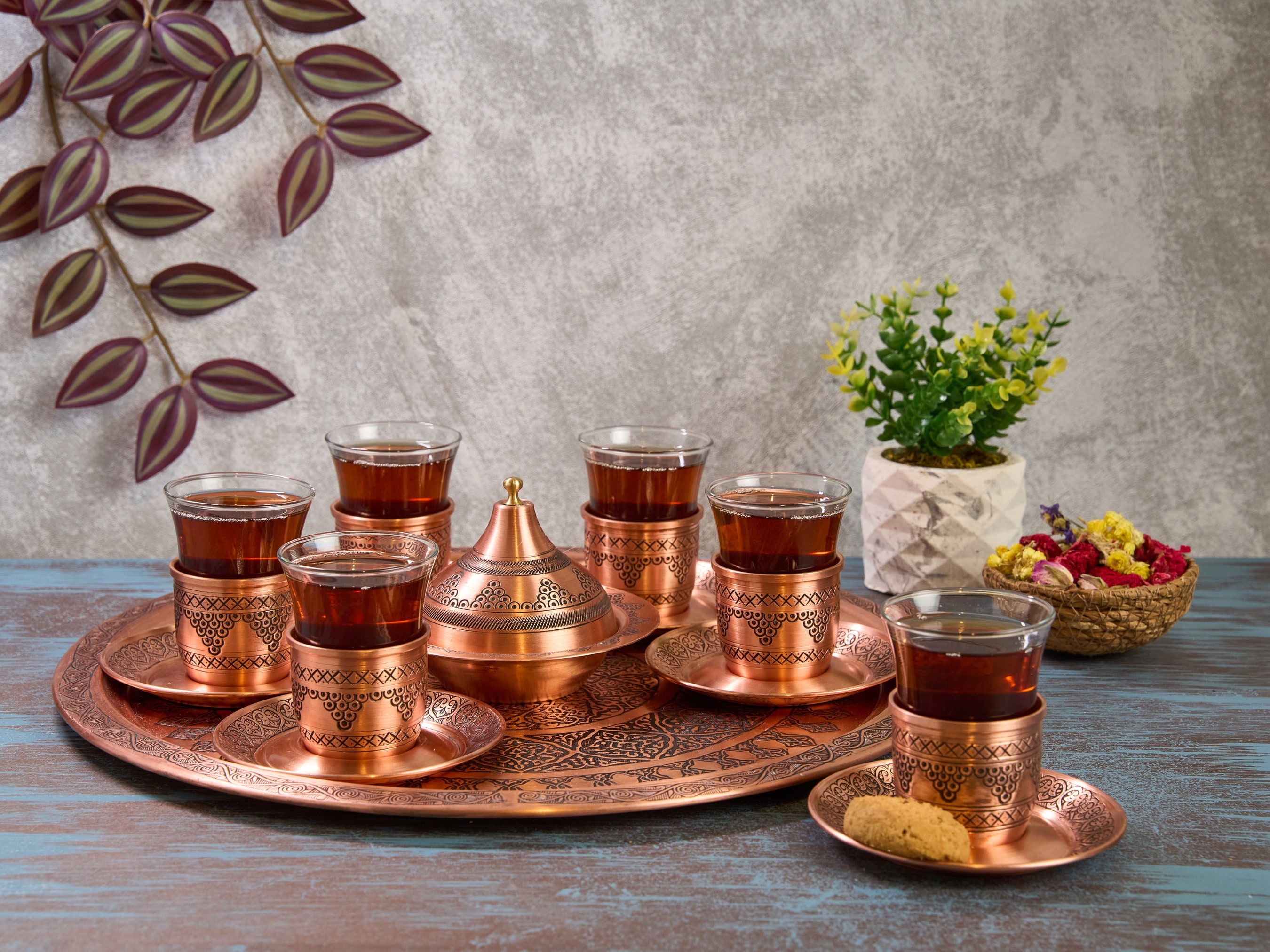 Turkish Tea Set, Copper Tea Cups, Copper Tea Set, Tea Glasses, Home ...