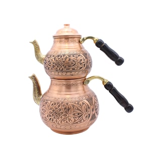 Handmade Copper Teapot, Teapot Warmer Samovar, Tea Maker, Turkish Copper Teapot, Pure Copper Teapot, Tea Kettle, Gift for Her