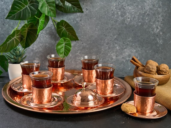 Türkisches Tee-Set, Kupferteetassen, Kupfertee-Set, Teegläser, Hauptgeschenke, Hochzeitsgeschenk