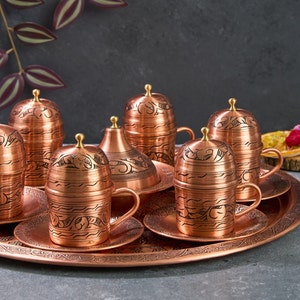 Turkish Coffee Set, Copper Coffee Cups, Copper Coffee Set, Copper Coffee Set, Greek Coffee Cup Set, Home Gifts,Wedding Gift