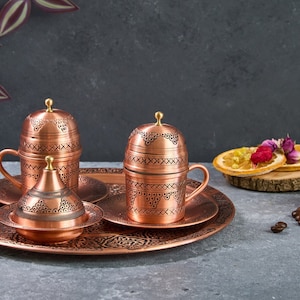 Turkish Coffee Set, Copper Coffee Cups, Copper Coffee Set, Copper Coffee Set, Greek Coffee Cup Set, Home Gifts,Wedding Gift