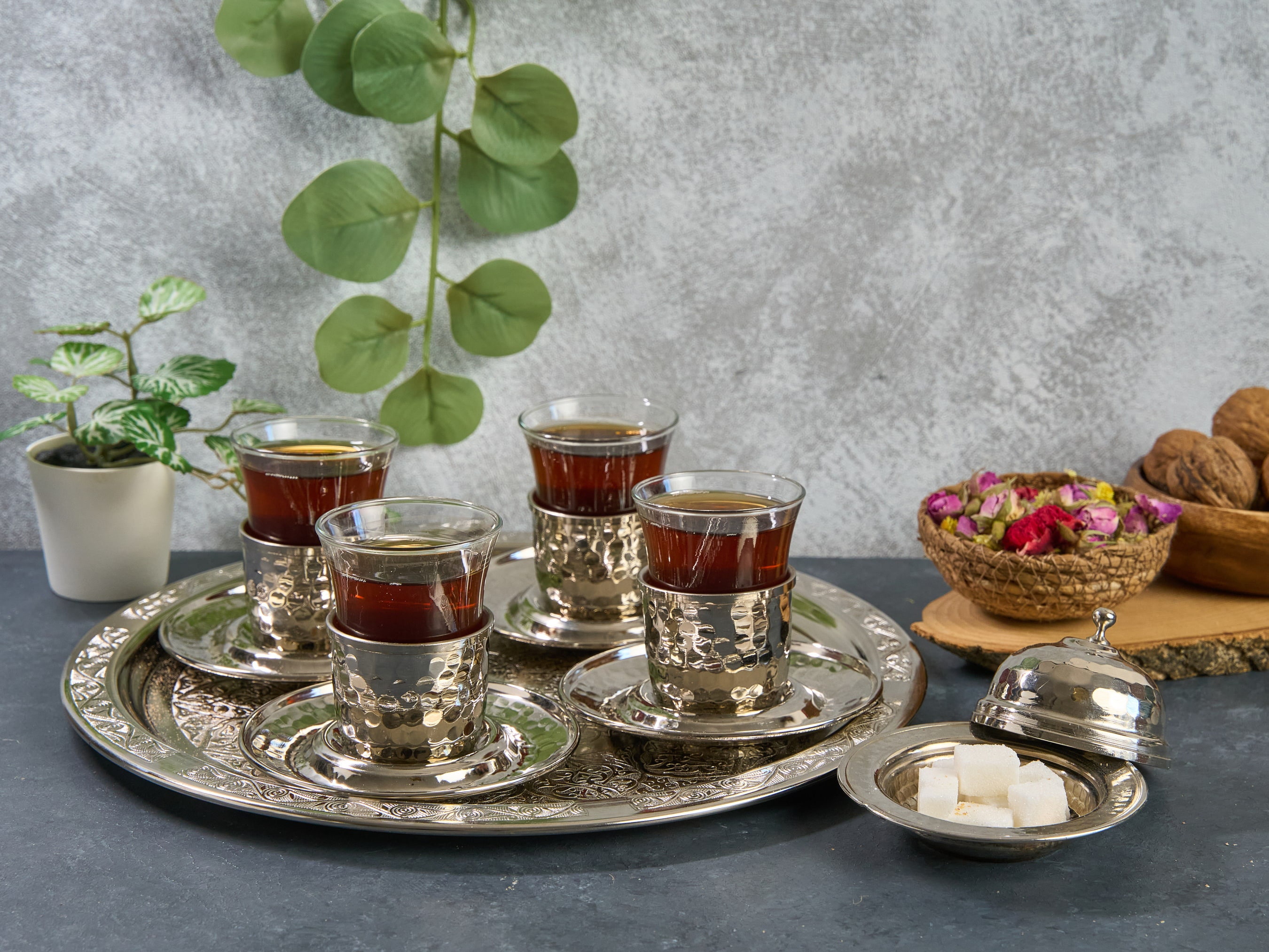 Turkish Tea Set, Copper Tea Cups, Copper Tea Set, Tea Glasses, Home ...