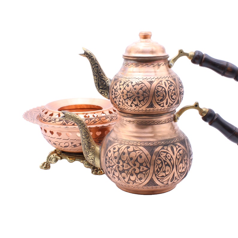 Handmade Copper Teapot With Heater, Teapot Warmer Samovar, Tea Maker ...