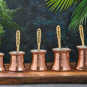 Handmade Copper Turkish Coffee Pot: Stovetop Cezve with Brass Handle