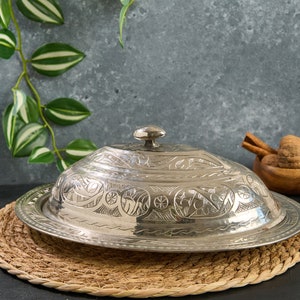 Handmade Copper Serving Plate with Lid, Turkish Copper Plate with lid, Decorative Serving Plate, Serving Plater, Serving Dish, Dinner Plate