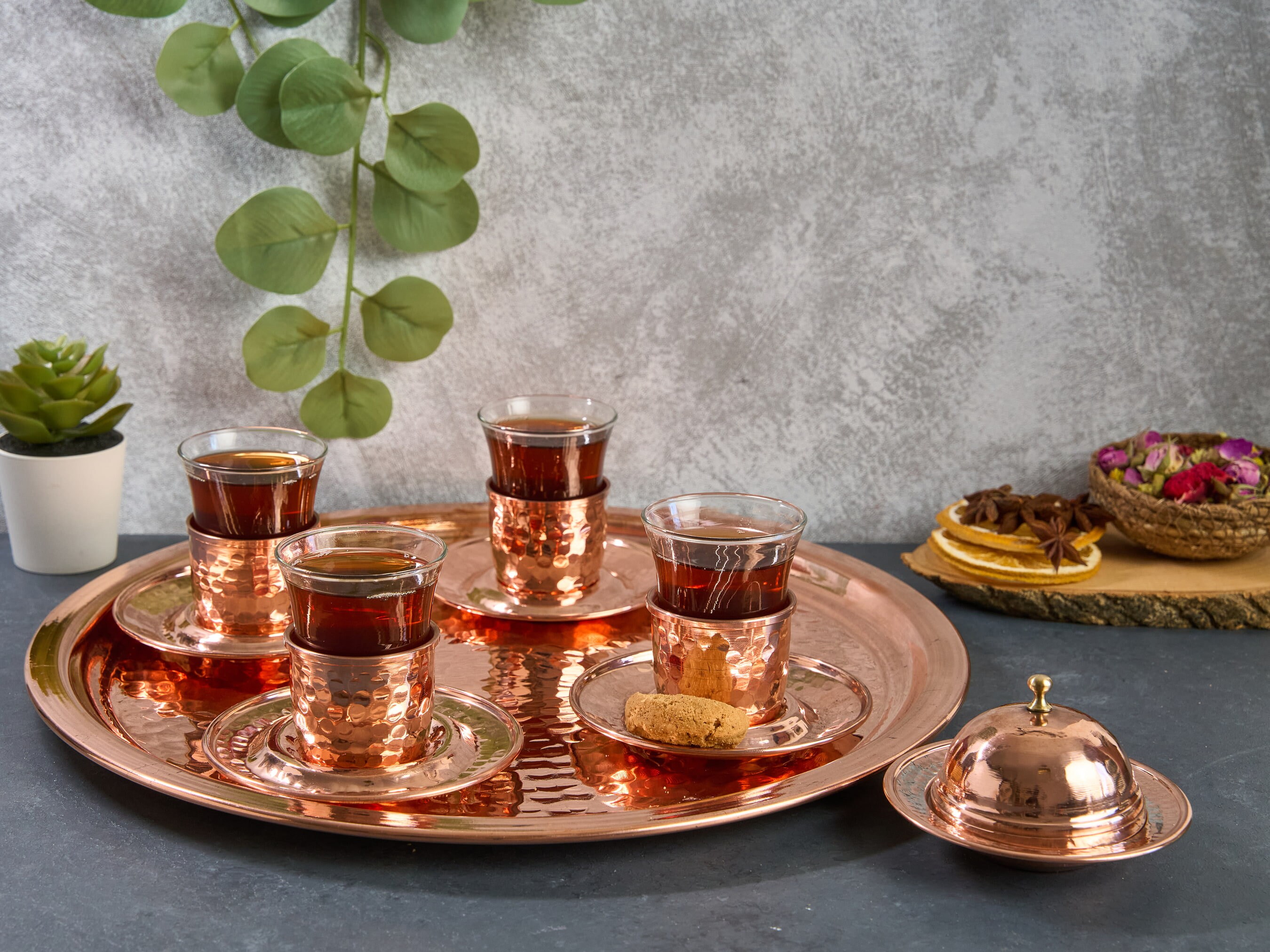 Turkish Tea Set, Copper Tea Cups, Copper Tea Set, Tea Glasses, Home ...