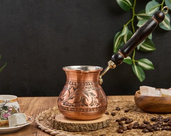 Copper Turkish Coffee Pot, Turkish Greek Arabic Coffee Pot Coffee Maker  Cezve Briki, Stovetop Coffee Maker, Handmade Copper Coffee Maker