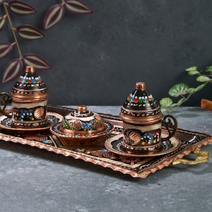 Turkish Coffee Set, Copper Coffee Cups, Copper Coffee Set, Greek Coffee Cup Set, Home Gifts,Wedding Gift