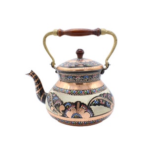 Heavy Turkish Handmade Copper Teapot, Teapot Warmer Samovar, Tea Maker, Copper Teapot, Pure Copper Teapot, Tea Kettle, Gift for Her