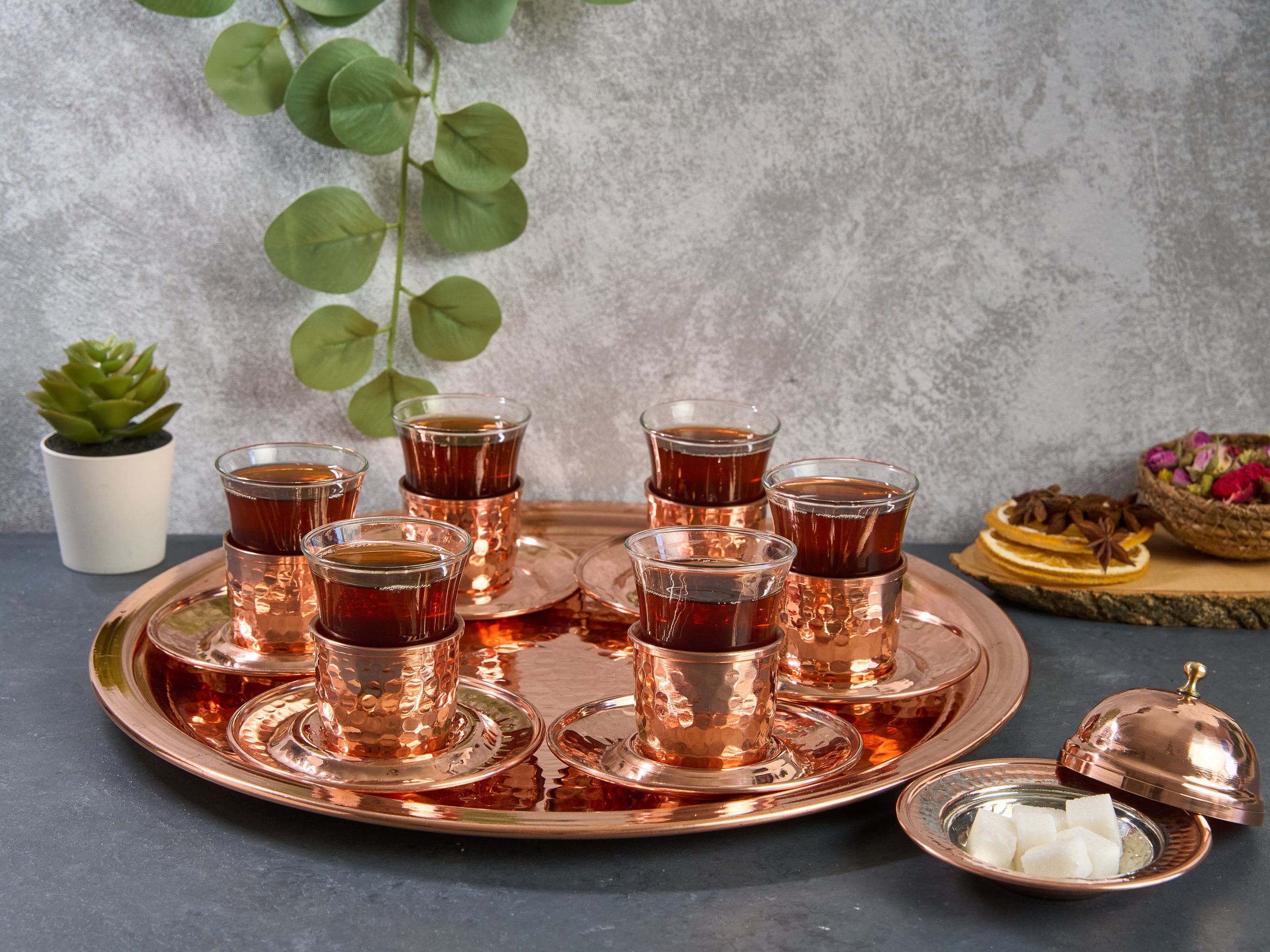 Turkish Tea Set, Copper Tea Cups, Copper Tea Set, Tea Glasses, Home ...