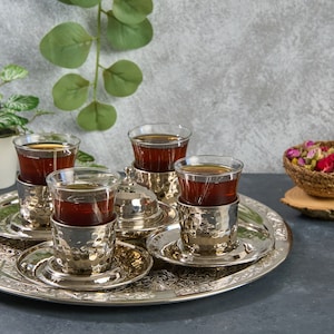 Turkish Tea Set, Copper Tea Cups, Copper Tea Set, Tea Glasses, Home Gifts, Wedding Gift