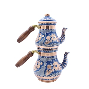 Turkish Handmade Copper Teapot, Teapot Warmer Samovar, Tea Maker, Copper Teapot, Authentic Pure Copper Teapot, Tea Kettle, Gift for Her