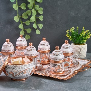 Turkish Coffee Set, Copper Coffee Cups, Copper Coffee Set, Copper Coffee Set, Greek Coffee Cup Set, Home Gifts,Wedding Gift
