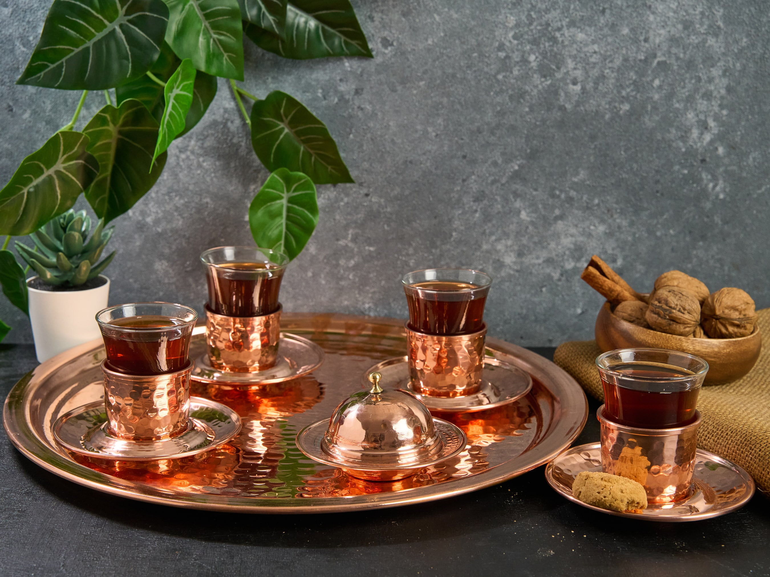 Turkish Tea Set, Copper Tea Cups, Copper Tea Set, Tea Glasses, Home ...