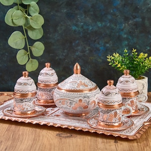 Turkish Coffee Set, Copper Coffee Cups, Copper Coffee Set, Copper Coffee Set, Greek Coffee Cup Set, Home Gifts,Wedding Gift