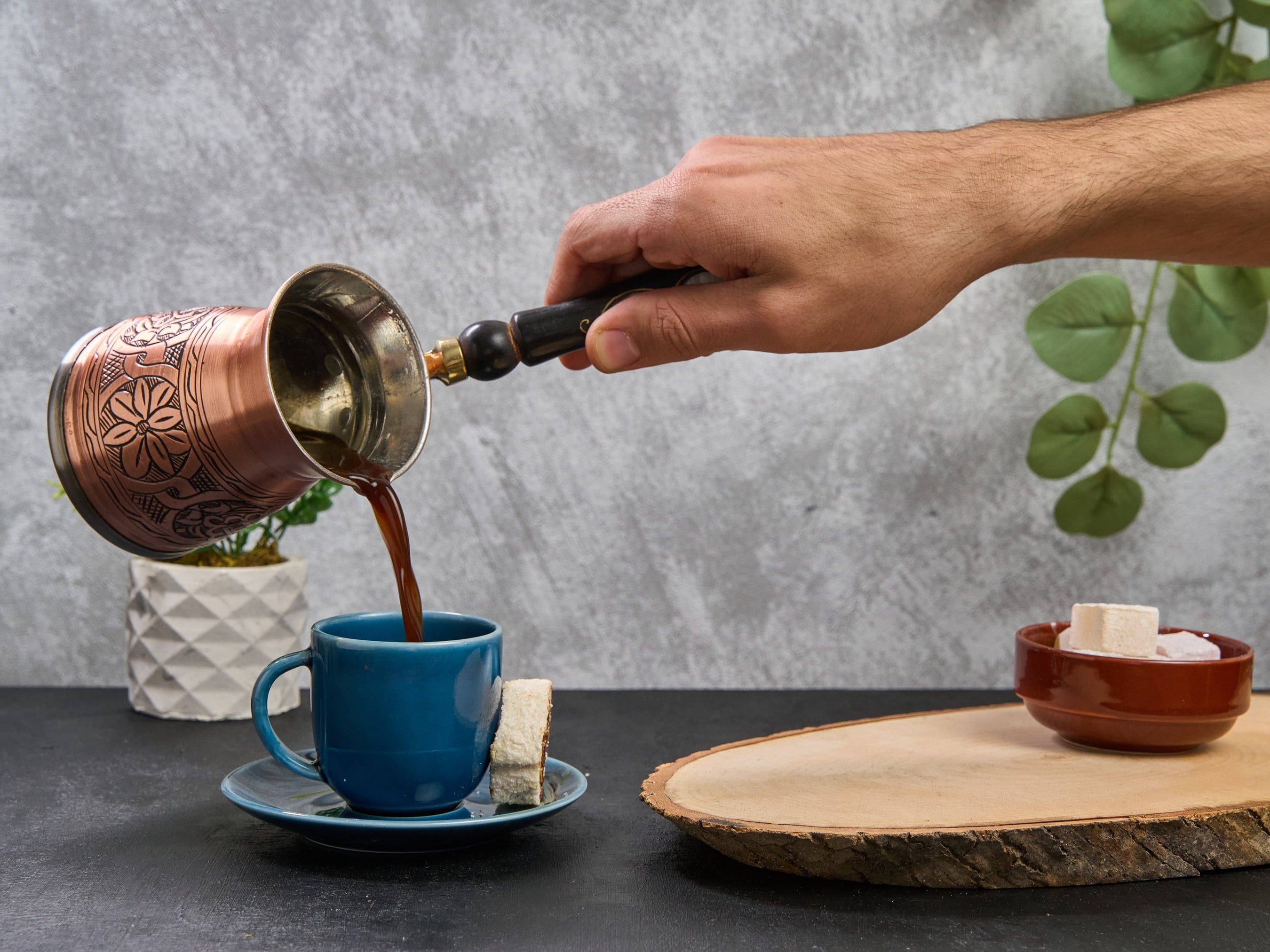 Handmade Copper Coffee Pot Compatible With Induction Stove, Cezve Briki