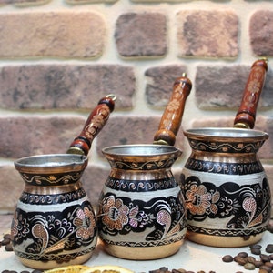 Handgemachte türkische Kupferkaffeekanne, türkisch griechische Kaffeekanne Kaffeemaschine Cezve Briki, Herdkaffeemaschine, Kupferkaffeemaschine