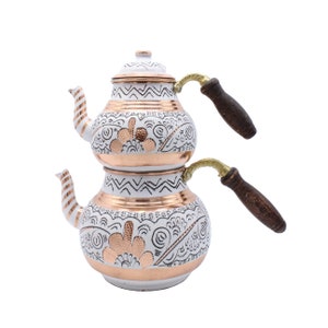 Turkish Handmade Copper Teapot, Teapot Warmer Samovar, Tea Maker, Copper Teapot, Authentic Pure Copper Teapot, Tea Kettle, Gift for Her