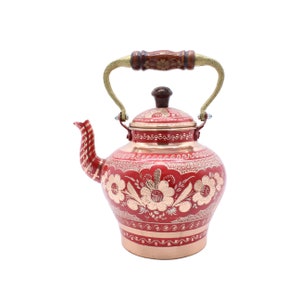 Traditional Turkish Handmade Copper Teapot, Teapot Warmer Samovar, Tea Maker, Copper Teapot, Pure Copper Teapot, Tea Kettle, Gift for Her