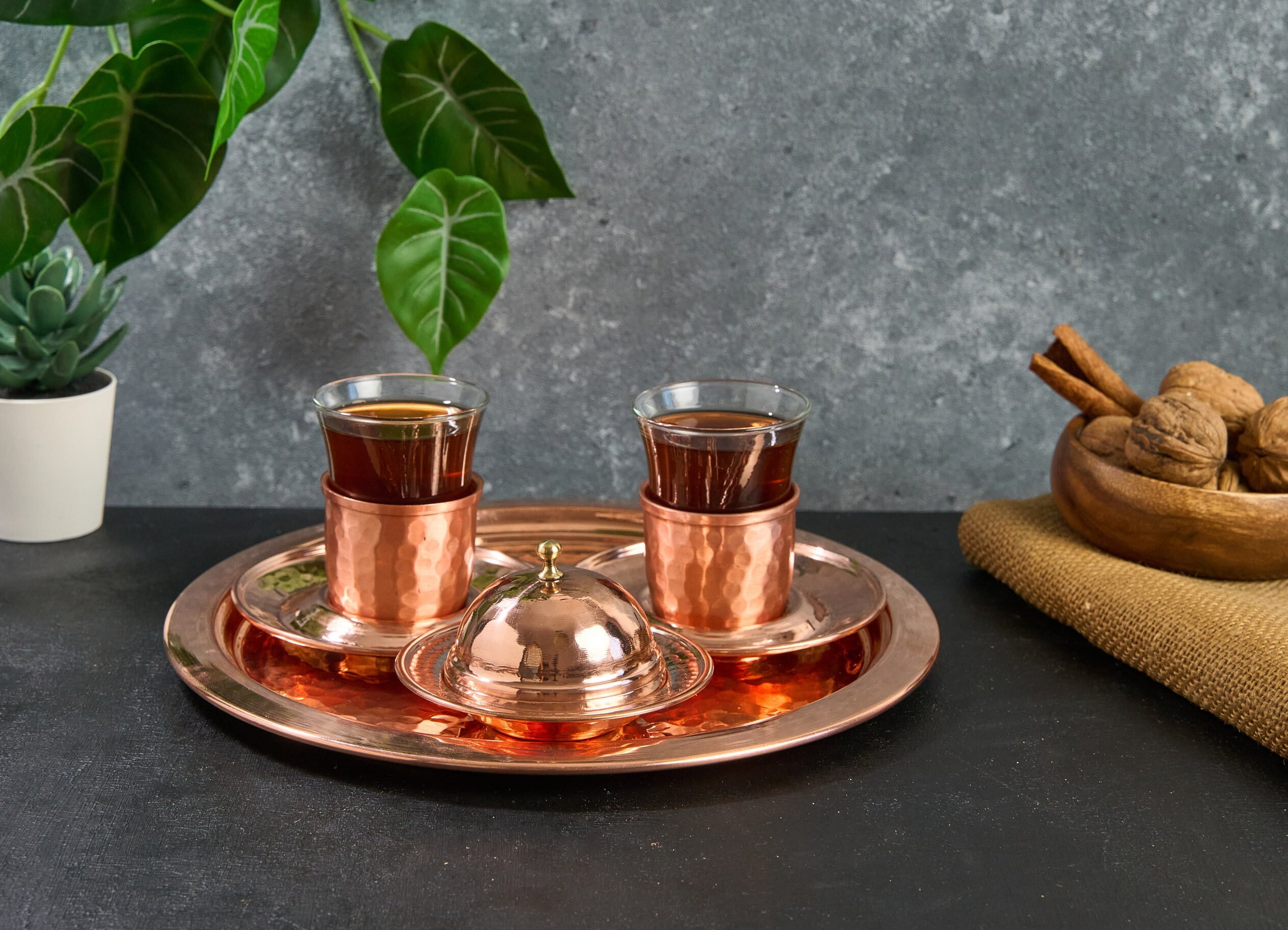 Turkish Tea Set, Copper Tea Cups, Copper Tea Set, Tea Glasses, Home ...