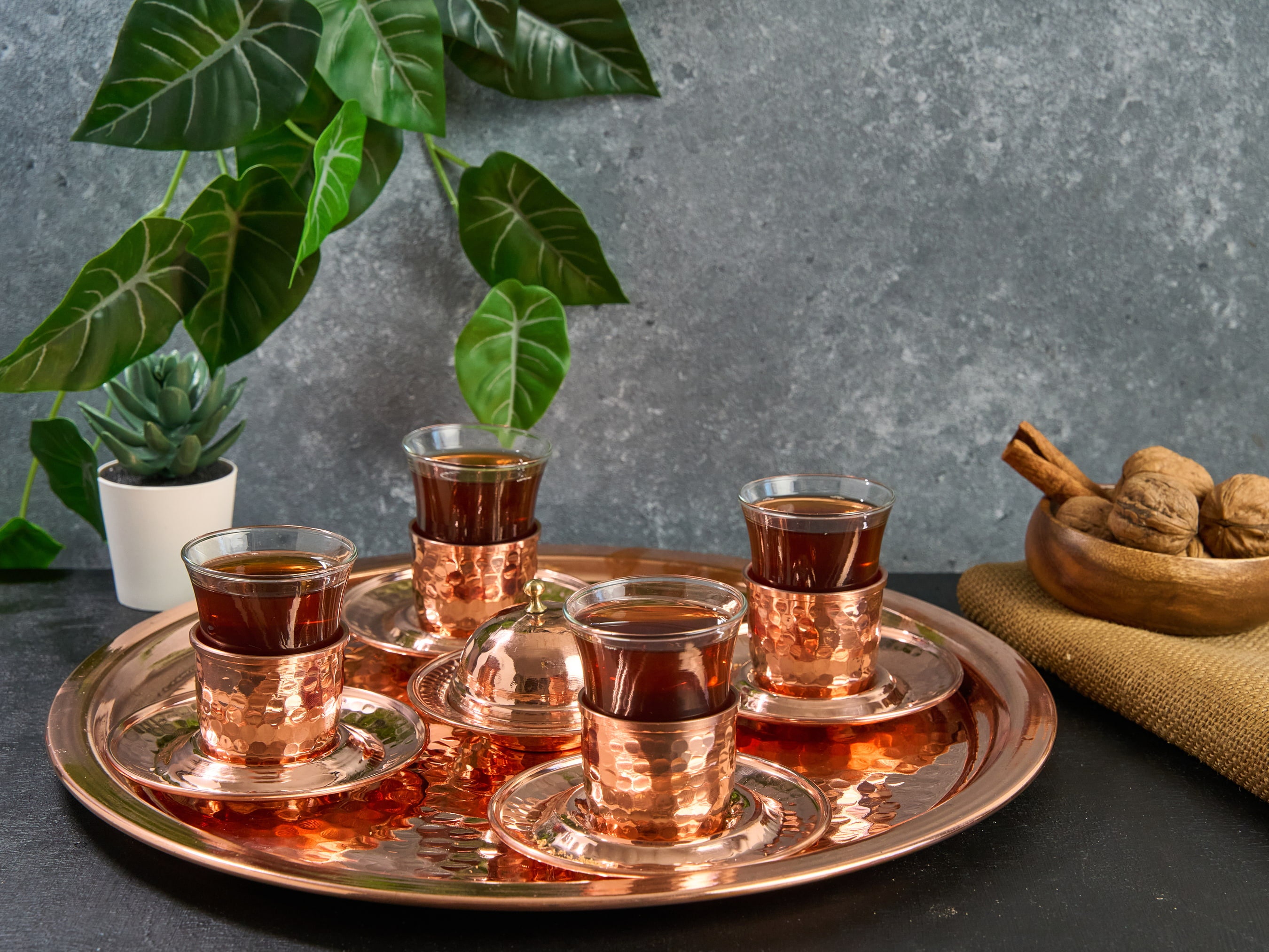 Turkish Tea Set, Copper Tea Cups, Copper Tea Set, Tea Glasses, Home ...