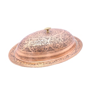 Handmade Copper Serving Plate with Lid, Turkish Copper Plate with lid, Decorative Serving Plate, Serving Plater, Serving Dish, Dinner Plate