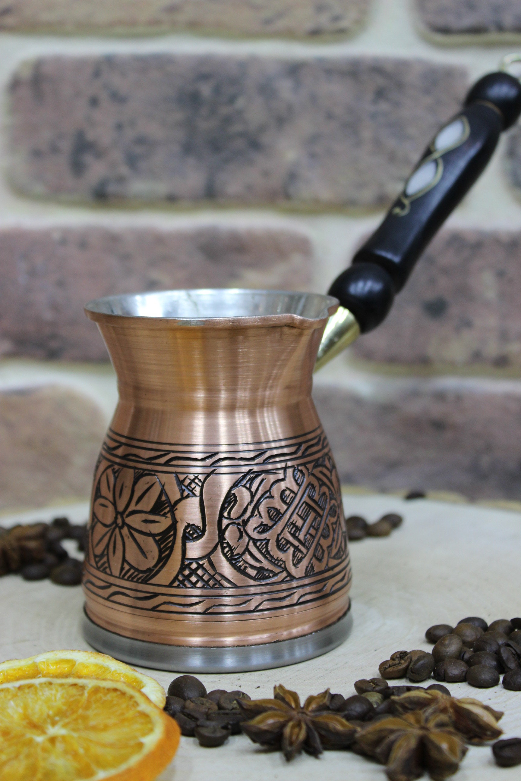 Handmade Copper Coffee Pot Compatible With Induction Stove, Cezve