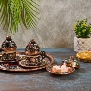 Turkish Coffee Set, Copper Coffee Cups, Copper Coffee Set, Copper Coffee Set, Greek Coffee Cup Set, Home Gifts,Wedding Gift