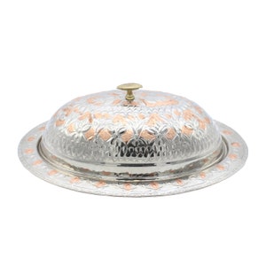 Handmade Copper Serving Plate with Lid, Turkish Copper Plate with lid, Decorative Serving Plate, Serving Plater, Serving Dish, Dinner Plate