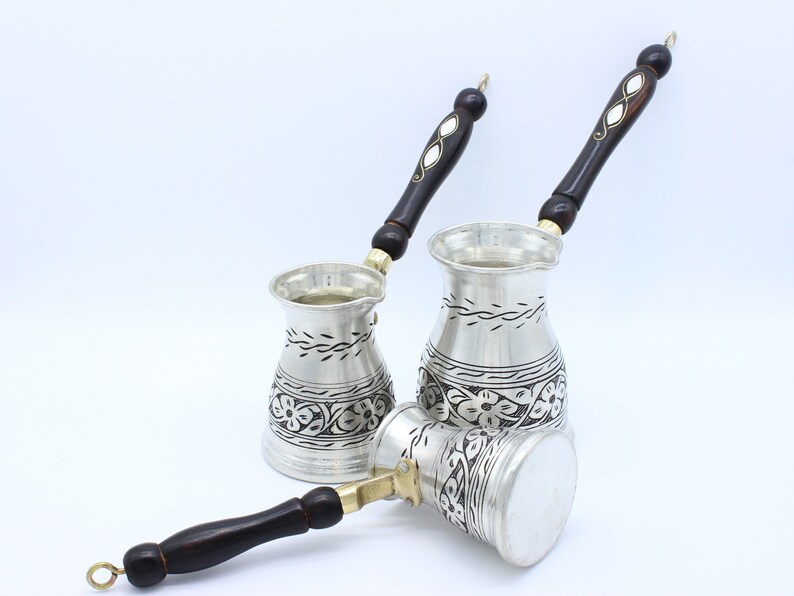 Handmade Hand Engraved Copper Coffee Pot Set Compatible With Induction