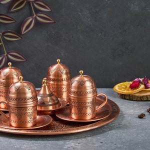 Turkish Coffee Set, Copper Coffee Cups, Copper Coffee Set, Copper Coffee Set, Greek Coffee Cup Set, Home Gifts,Wedding Gift