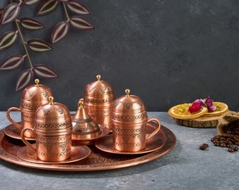 Turkish Coffee Set, Copper Coffee Cups, Copper Coffee Set, Copper Coffee Set, Greek Coffee Cup Set, Home Gifts,Wedding Gift