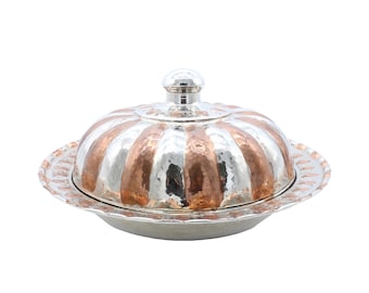 Handmade Copper Serving Plate with Lid, Turkish Copper Plate with lid, Decorative Serving Plate, Serving Plater, Serving Dish, Dinner Plate