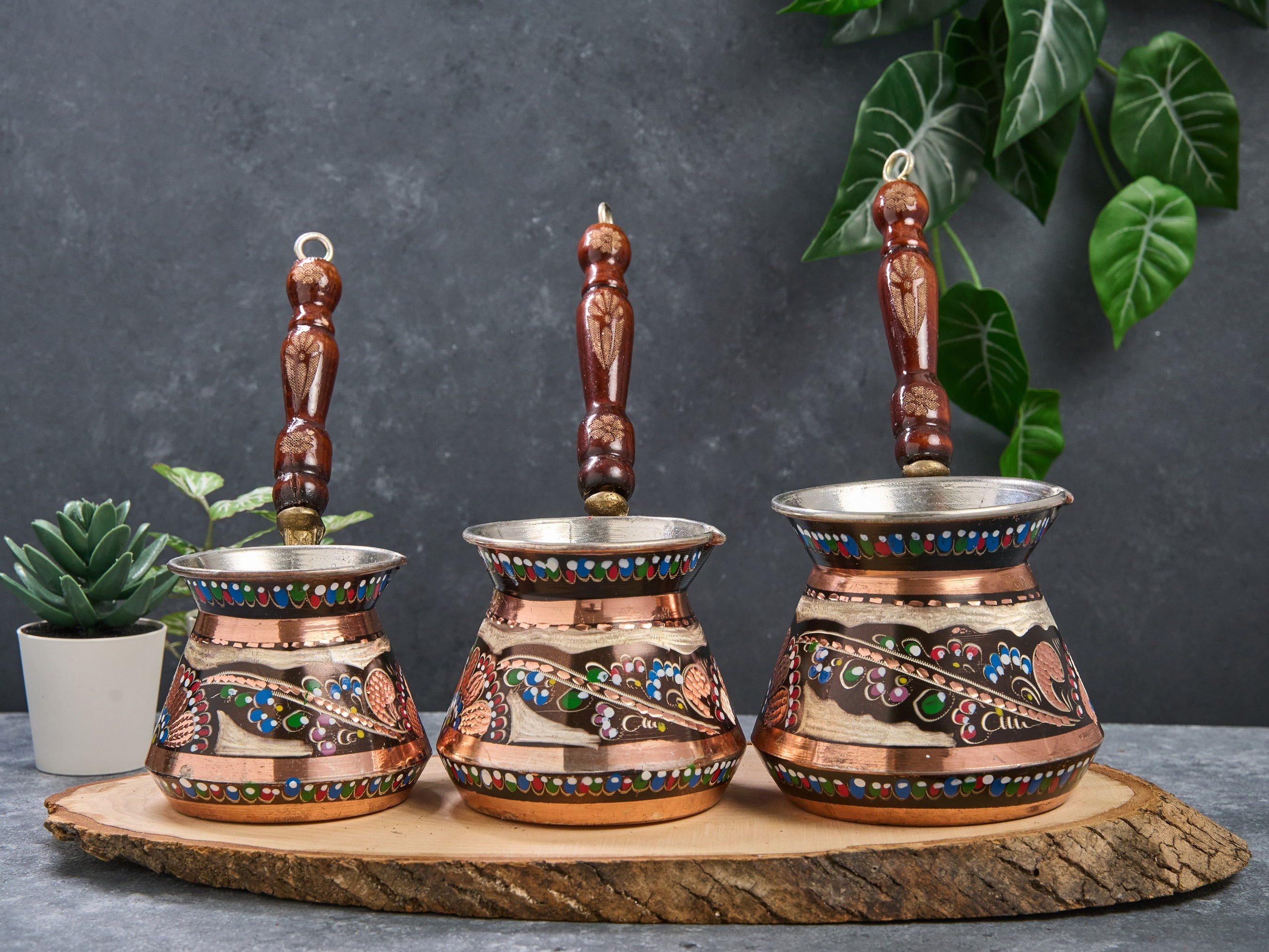 12 Unzen Kupfer Türkisch Griechisch Arabisch Kaffeekanne mit Holzgriff 4 Portion 12 Unzen Kupfer Türkisch Griechisch Arabisch Kaffeekanne mit Holzgriff 4 Portion