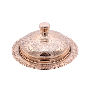 Handmade Copper Serving Plate with Lid, Turkish Copper Plate with lid, Decorative Serving Plate, Serving Plater, Serving Dish, Dinner Plate